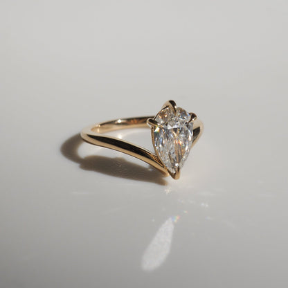 1.5 CT Pear Cut Solitaire Lab Grown Diamond Engagement Ring