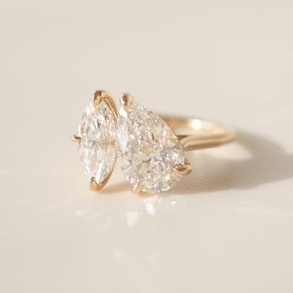 3.35 CT Pear & Marquise Cut Toi Et Moi Lab Grown Diamond Engagement Ring