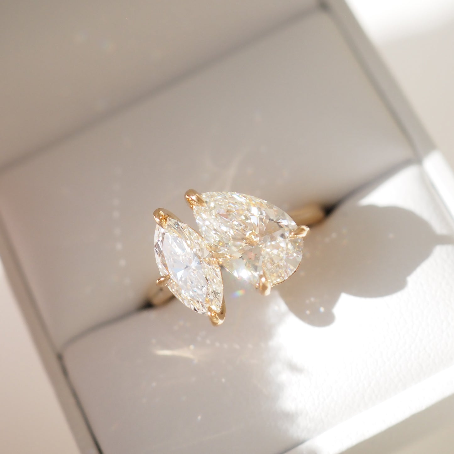 3.35 CT Pear & Marquise Cut Toi Et Moi Lab Grown Diamond Engagement Ring