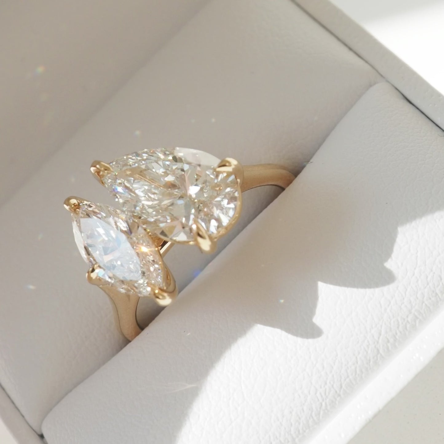 3.35 CT Pear & Marquise Cut Toi Et Moi Lab Grown Diamond Engagement Ring