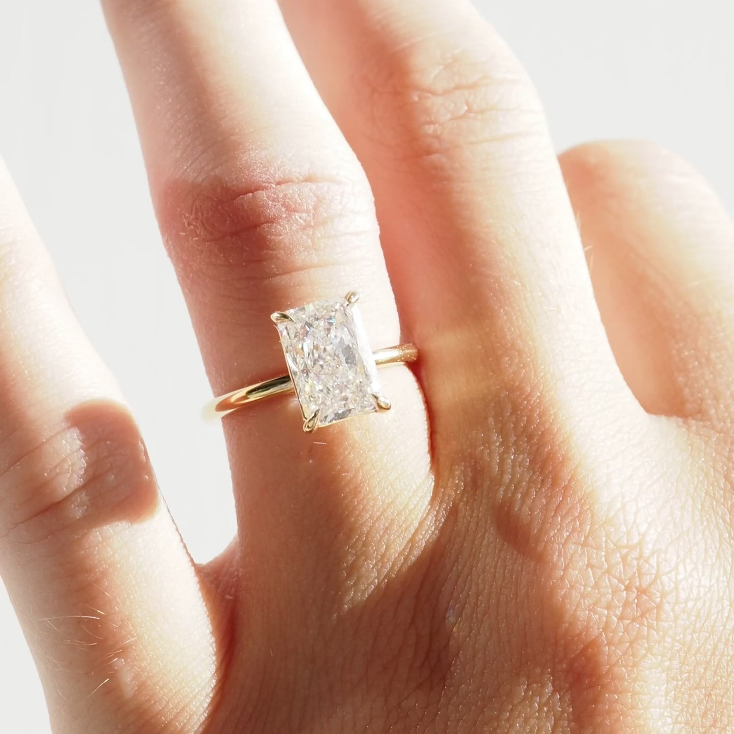 3.2 CT Radiant Cut Solitaire Lab Grown Diamond Engagement Ring