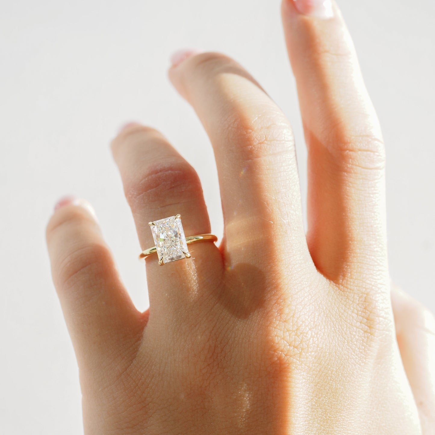 3.2 CT Radiant Cut Solitaire Lab Grown Diamond Engagement Ring