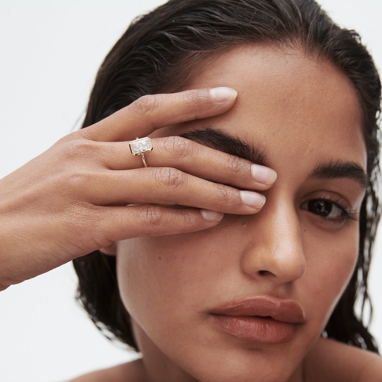 2.5 CT Radiant Cut Bezel Lab Grown Diamond Engagement Ring