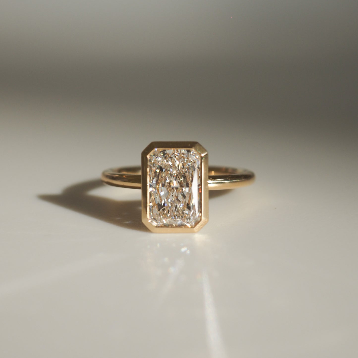 2.5 CT Radiant Cut Bezel Lab Grown Diamond Engagement Ring