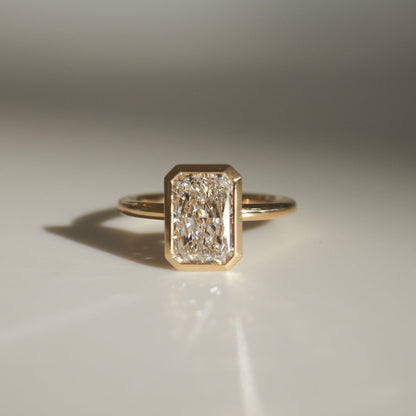 2.5 CT Radiant Cut Bezel Lab Grown Diamond Engagement Ring