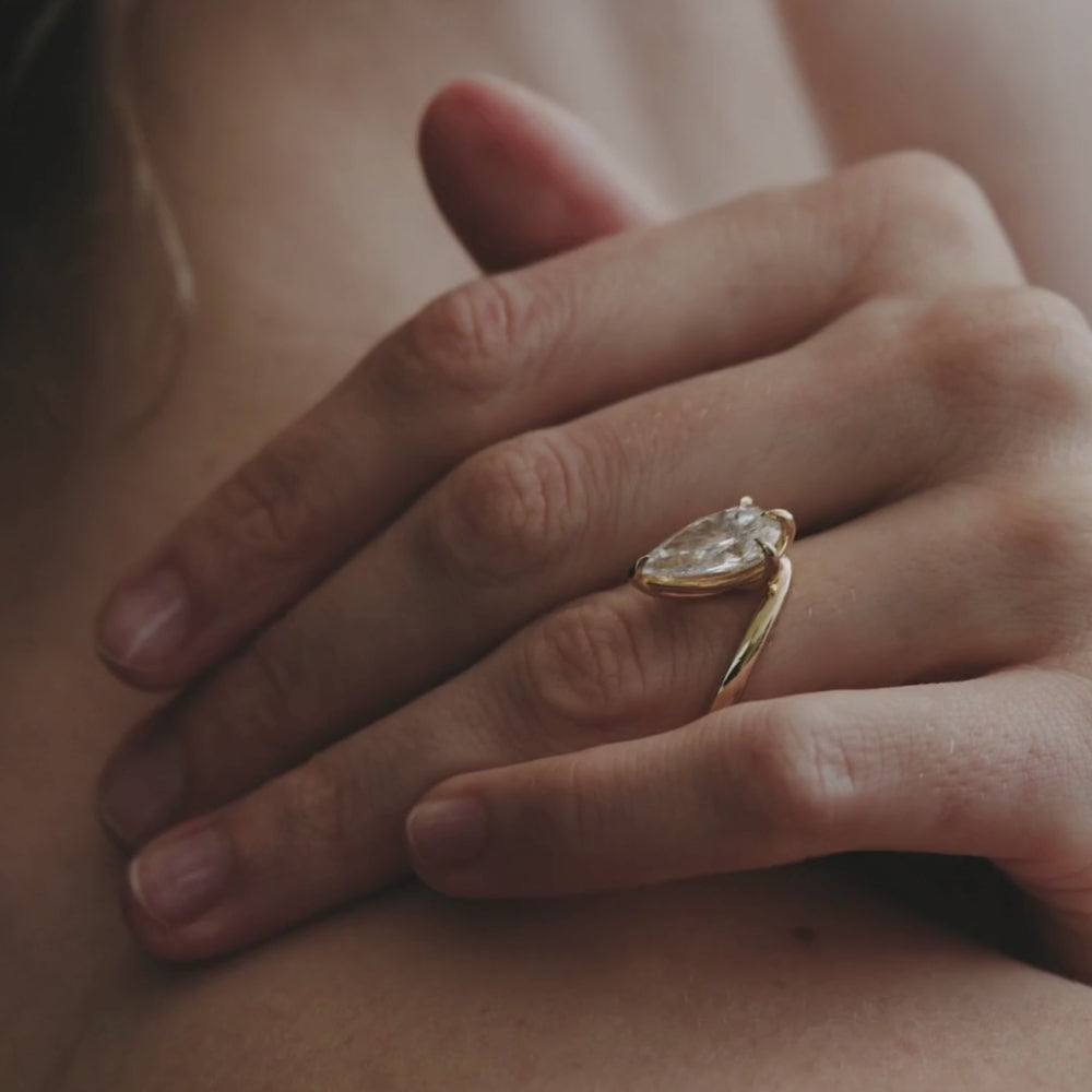 4.10 CT Pear Cut Solitaire Lab Grown Diamond Engagement Ring