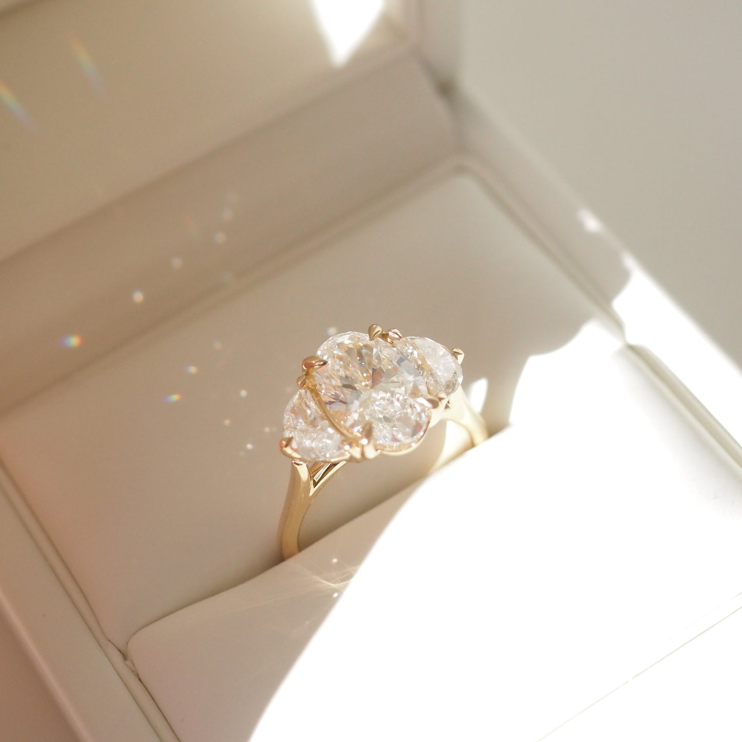 2.5 CT Oval Cut Three Stones Lab Grown Diamond Engagement Ring