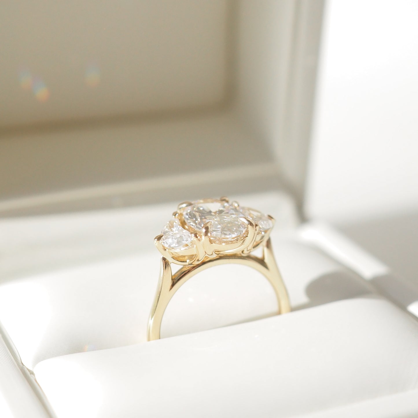 2.5 CT Oval Cut Three Stones Lab Grown Diamond Engagement Ring