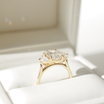 2.5 CT Oval Cut Three Stones Lab Grown Diamond Engagement Ring