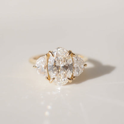 2.5 CT Oval Cut Three Stones Lab Grown Diamond Engagement Ring
