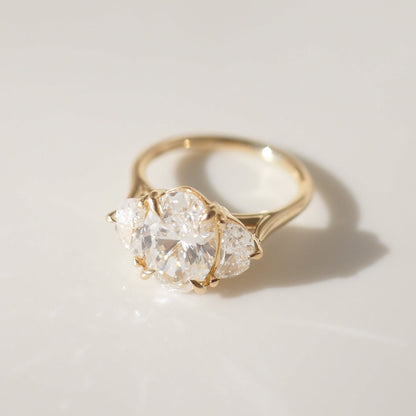 2.5 CT Oval Cut Three Stones Lab Grown Diamond Engagement Ring