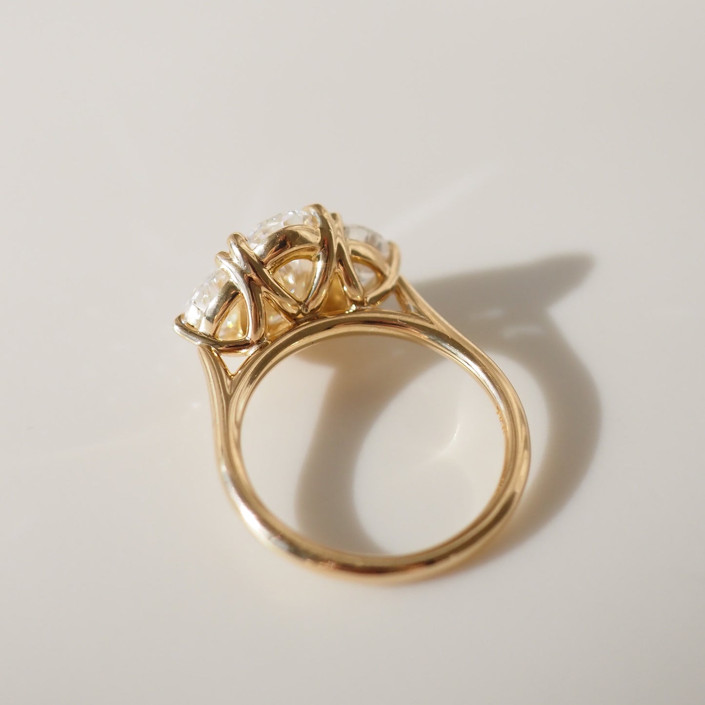 2.5 CT Oval Cut Three Stones Lab Grown Diamond Engagement Ring