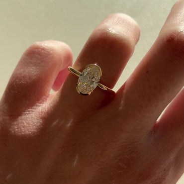 2.02 CT Oval Cut Half Bezel Lab Grown Diamond Engagement Ring