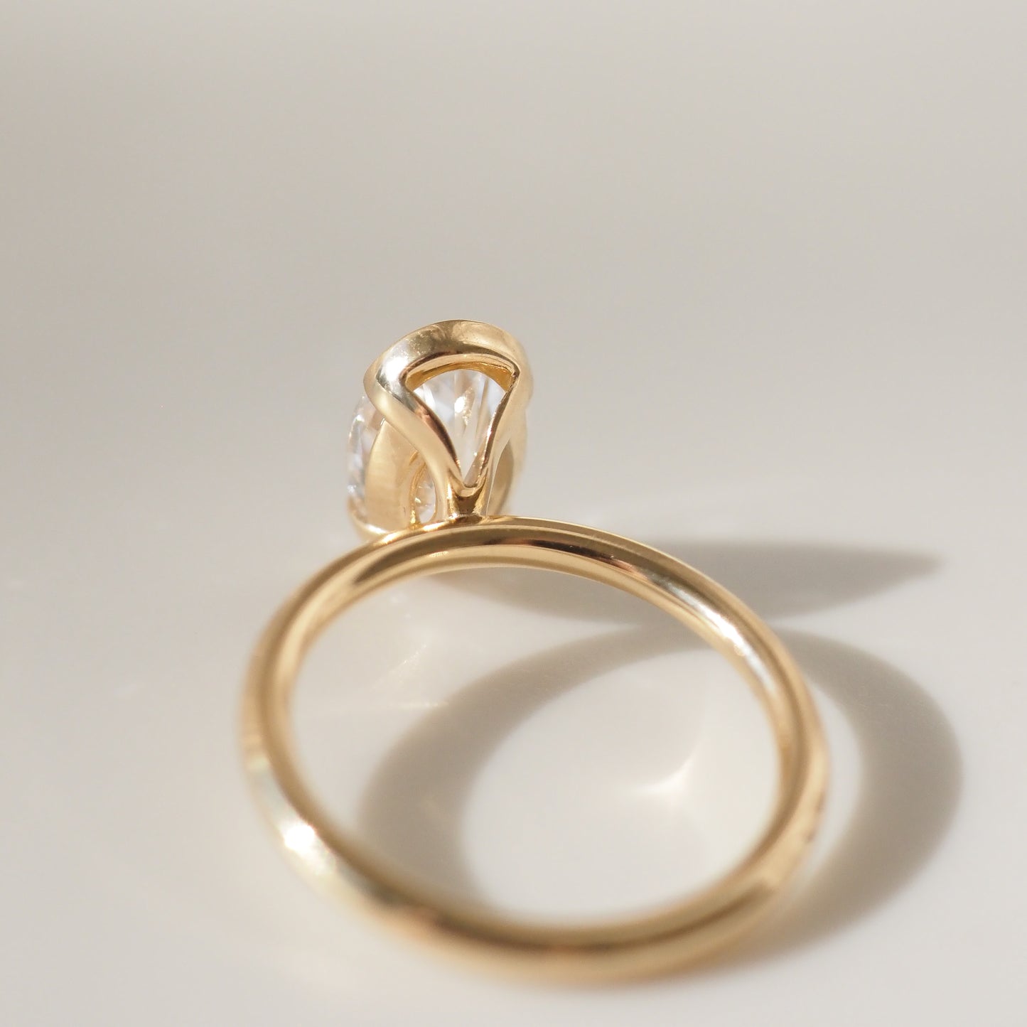 2.02 CT Oval Cut Half Bezel Lab Grown Diamond Engagement Ring