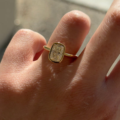 2.09 CT Elongated Cushion Cut  Bezel Lab Grown Diamond Engagement Ring