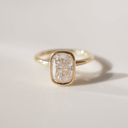 2.09 CT Elongated Cushion Cut  Bezel Lab Grown Diamond Engagement Ring