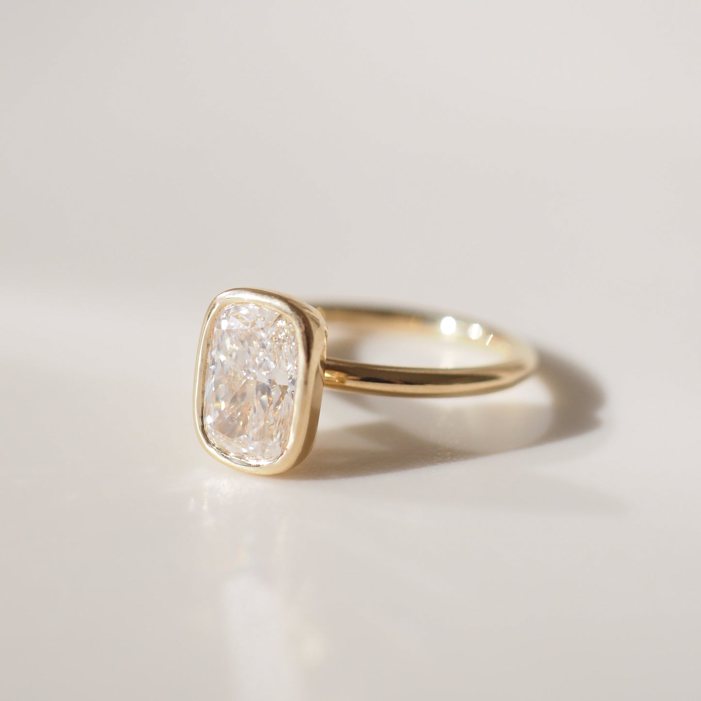 2.09 CT Elongated Cushion Cut  Bezel Lab Grown Diamond Engagement Ring