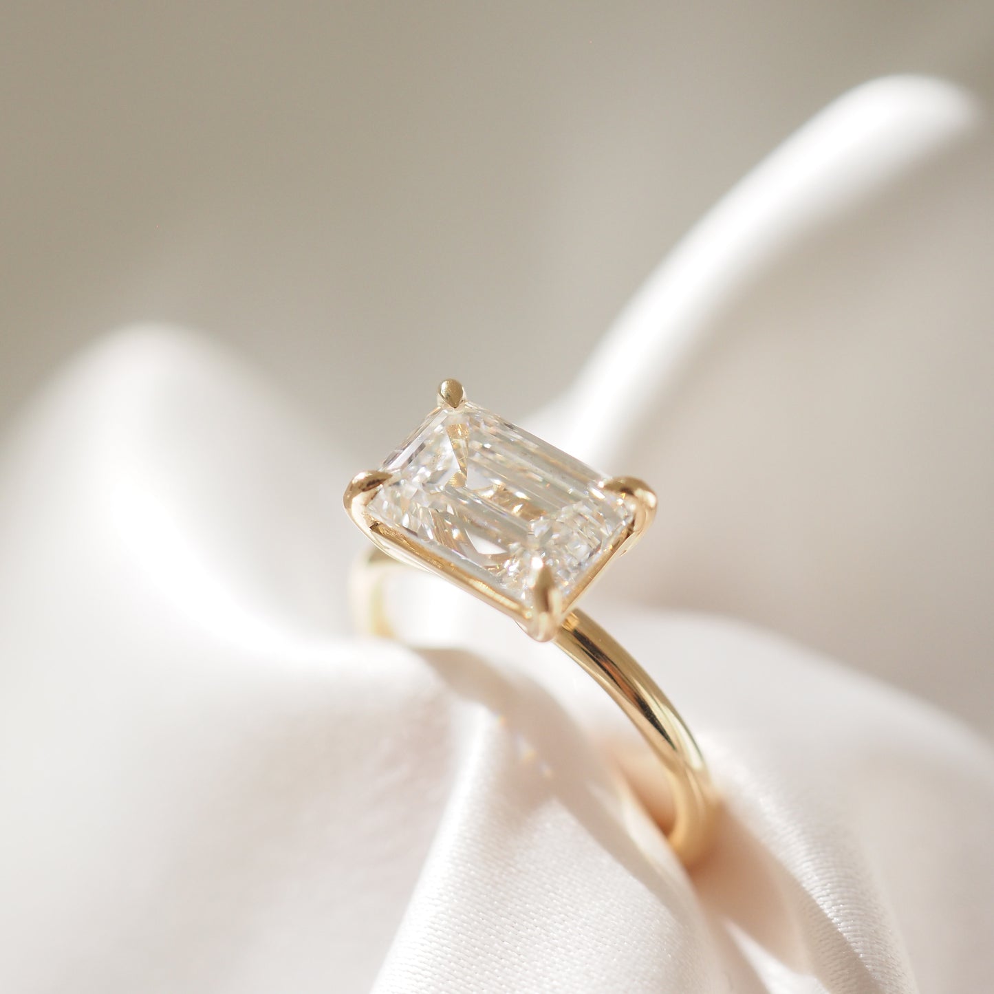 3.06 CT Emerald Cut Solitaire Lab Grown Diamond Engagement Ring