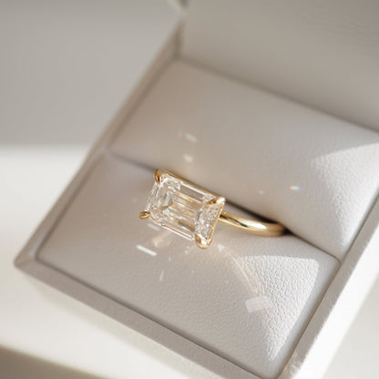 3.06 CT Emerald Cut Solitaire Lab Grown Diamond Engagement Ring