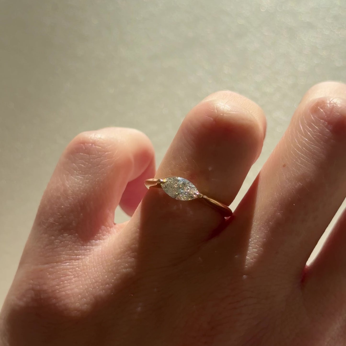 0.60 CT Marquise Cut East-West Solitaire Lab Grown Diamond Engagement Ring