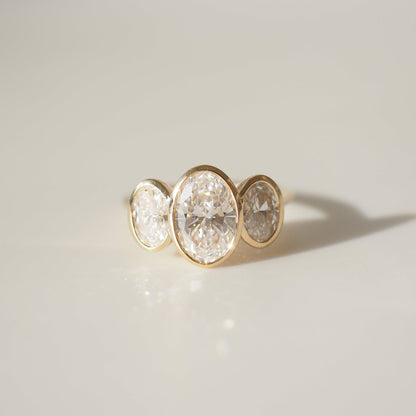 1.54 CT Oval Cut Three Stones Lab Grown Diamond Engagement Ring