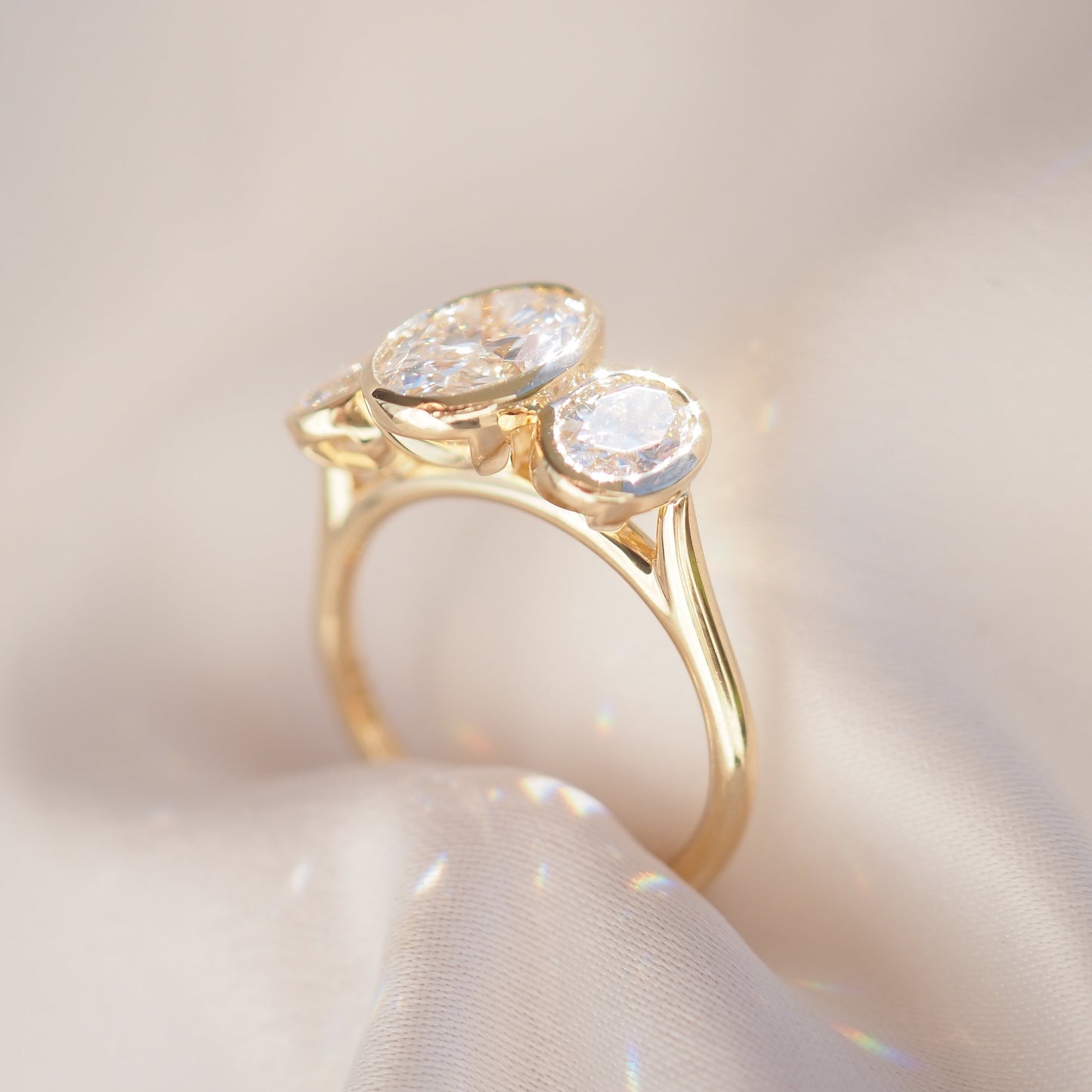 1.54 CT Oval Cut Three Stones Lab Grown Diamond Engagement Ring