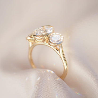 1.54 CT Oval Cut Three Stones Lab Grown Diamond Engagement Ring