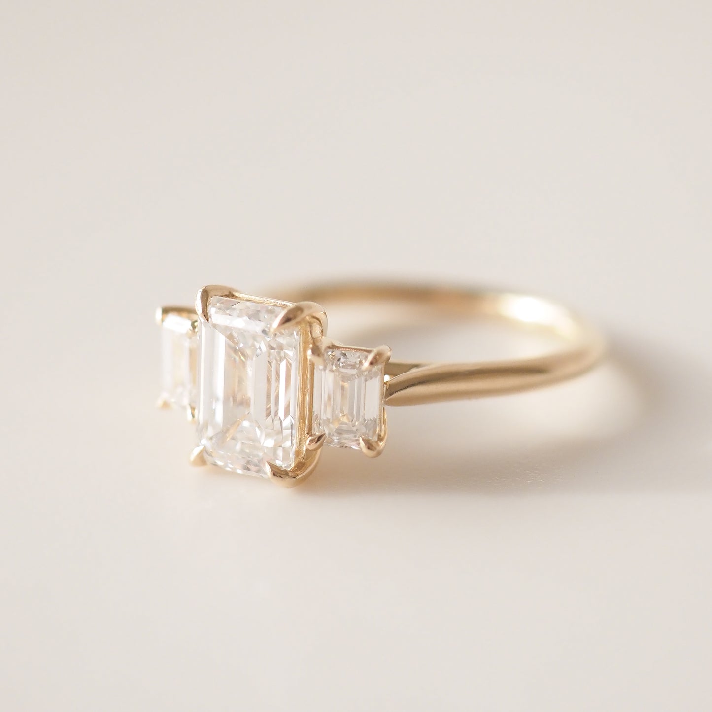 1.57 CT Emerald Cut Three Stones Lab Grown Diamond Engagement Ring