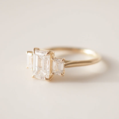 1.57 CT Emerald Cut Three Stones Lab Grown Diamond Engagement Ring