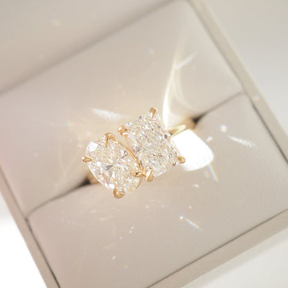 3.43 TCW Radiant & Oval Cut Toi Et Moi Lab Grown Diamond Engagement Ring