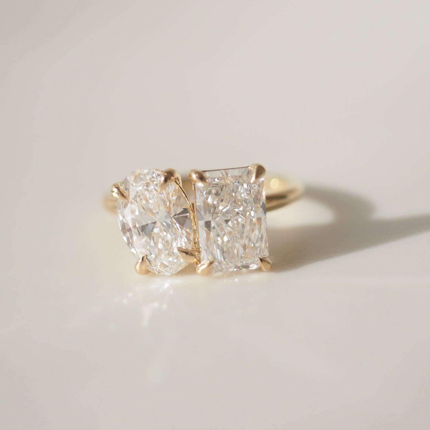 3.43 TCW Radiant & Oval Cut Toi Et Moi Lab Grown Diamond Engagement Ring