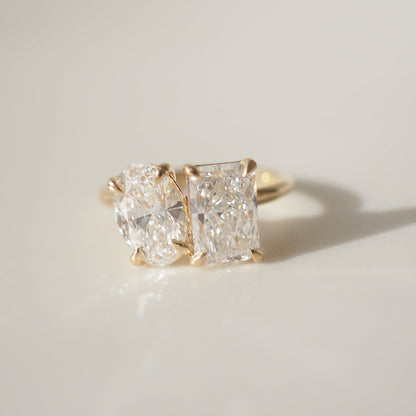 3.43 TCW Radiant & Oval Cut Toi Et Moi Lab Grown Diamond Engagement Ring