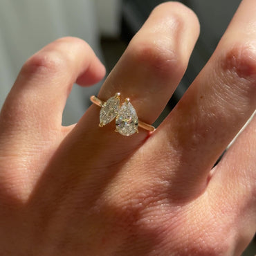 1.53 TCW Pear & Marquise Cut Toi Et Moi Lab Grown Diamond Engagement Ring