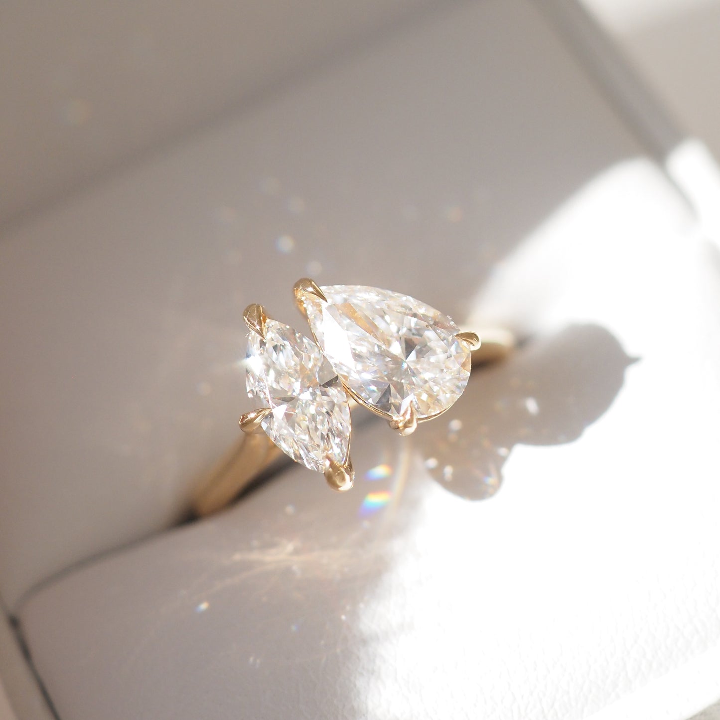 1.53 TCW Pear & Marquise Cut Toi Et Moi Lab Grown Diamond Engagement Ring