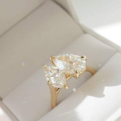 1.53 TCW Pear & Marquise Cut Toi Et Moi Lab Grown Diamond Engagement Ring
