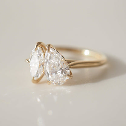 1.53 TCW Pear & Marquise Cut Toi Et Moi Lab Grown Diamond Engagement Ring