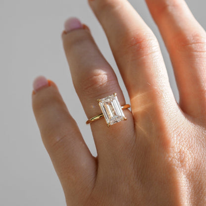 4.06 CT Emerald Cut Solitaire Lab Grown Diamond Engagement Ring