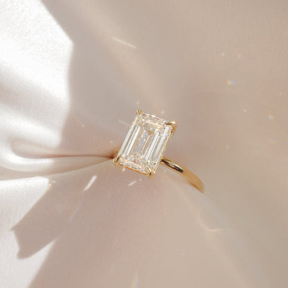 4.06 CT Emerald Cut Solitaire Lab Grown Diamond Engagement Ring