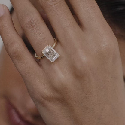 4.06 CT Emerald Cut Solitaire Lab Grown Diamond Engagement Ring