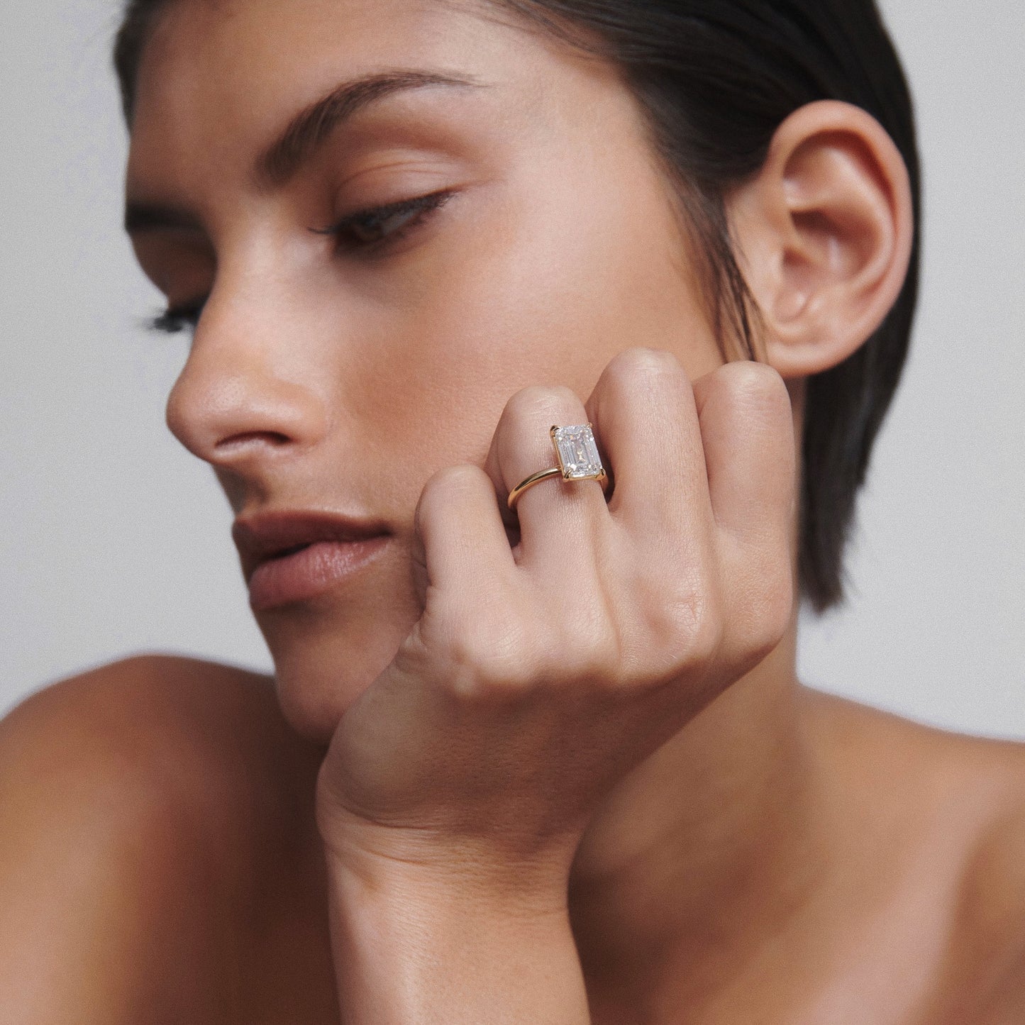 4.06 CT Emerald Cut Solitaire Lab Grown Diamond Engagement Ring