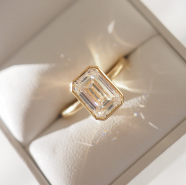 2.02 CT Emerald Shaped Bezel Lab Grown Diamond Engagement Ring