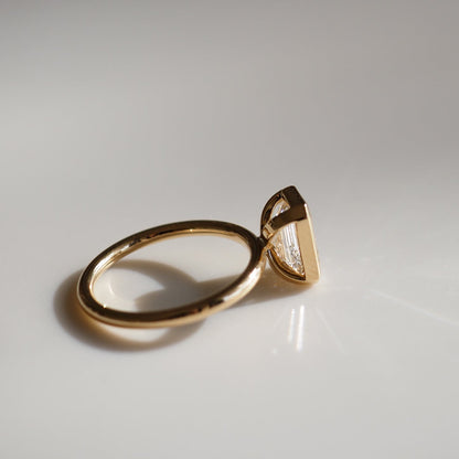 2.02 CT Emerald Shaped Bezel Lab Grown Diamond Engagement Ring