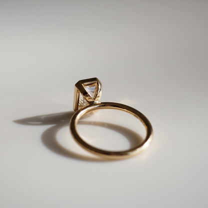 2.02 CT Emerald Shaped Bezel Lab Grown Diamond Engagement Ring