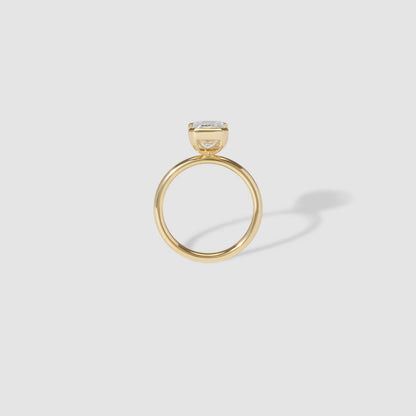 2.11 CT Emerald Cut Half Bezel Lab Grown Diamond Engagement Ring