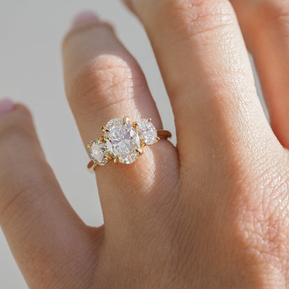1.69 CT Oval Cut Three Stones Lab Grown Diamond Engagement Ring