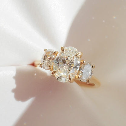 1.69 CT Oval Cut Three Stones Lab Grown Diamond Engagement Ring