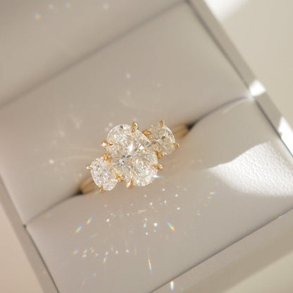 1.69 CT Oval Cut Three Stones Lab Grown Diamond Engagement Ring