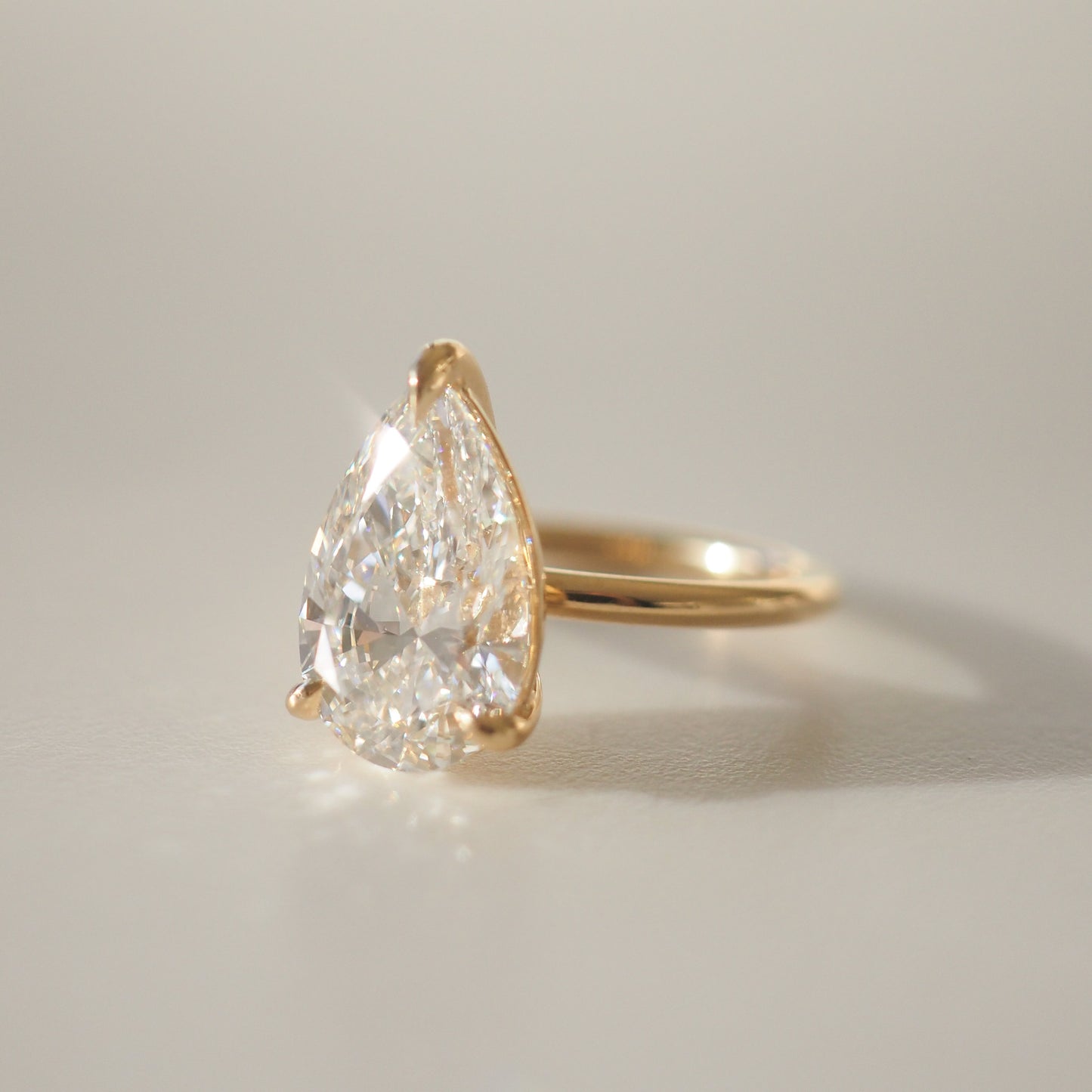 4.04 CT Pear Cut Solitaire Lab Grown Diamond Engagement Ring