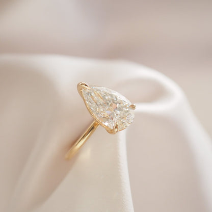 4.04 CT Pear Cut Solitaire Lab Grown Diamond Engagement Ring