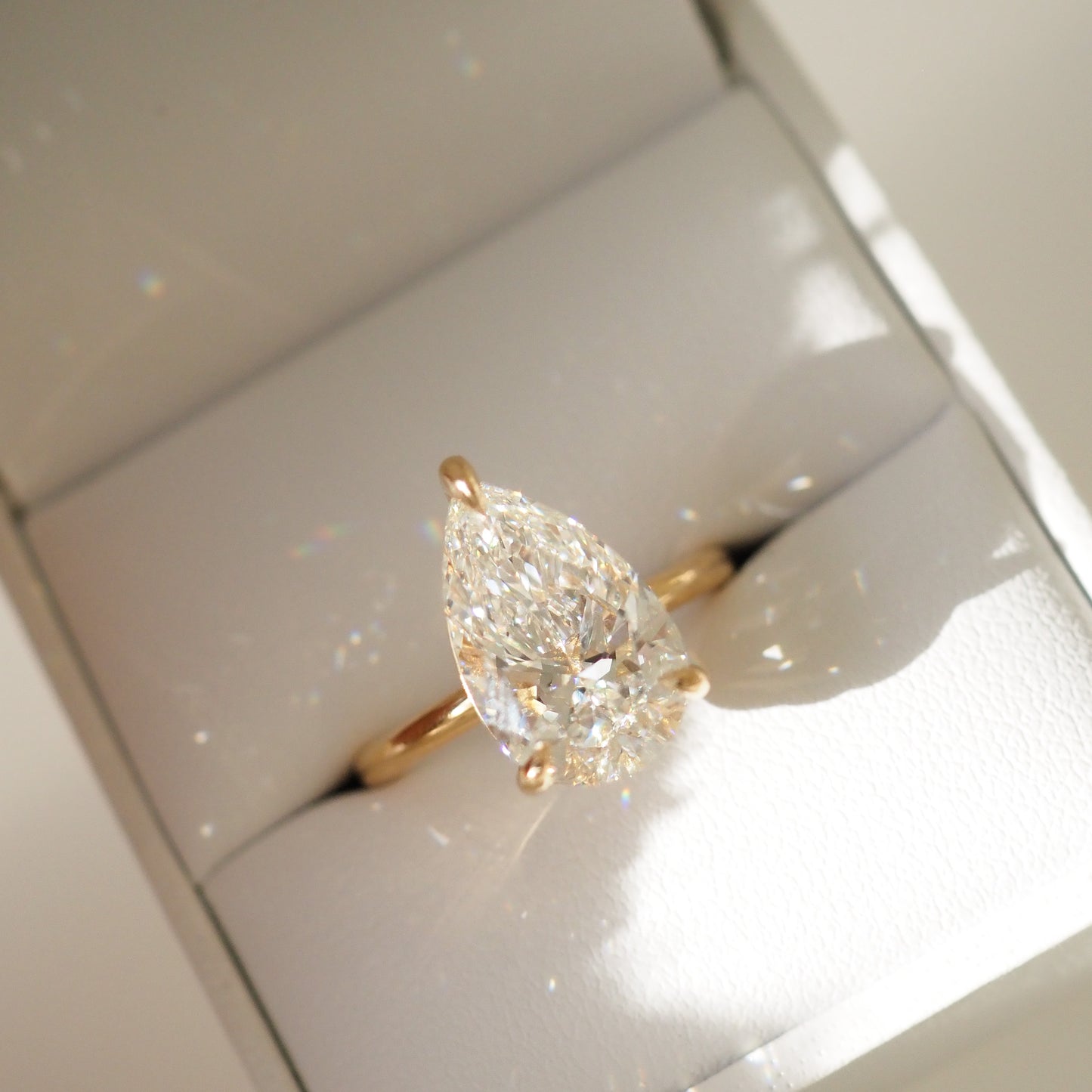 4.04 CT Pear Cut Solitaire Lab Grown Diamond Engagement Ring